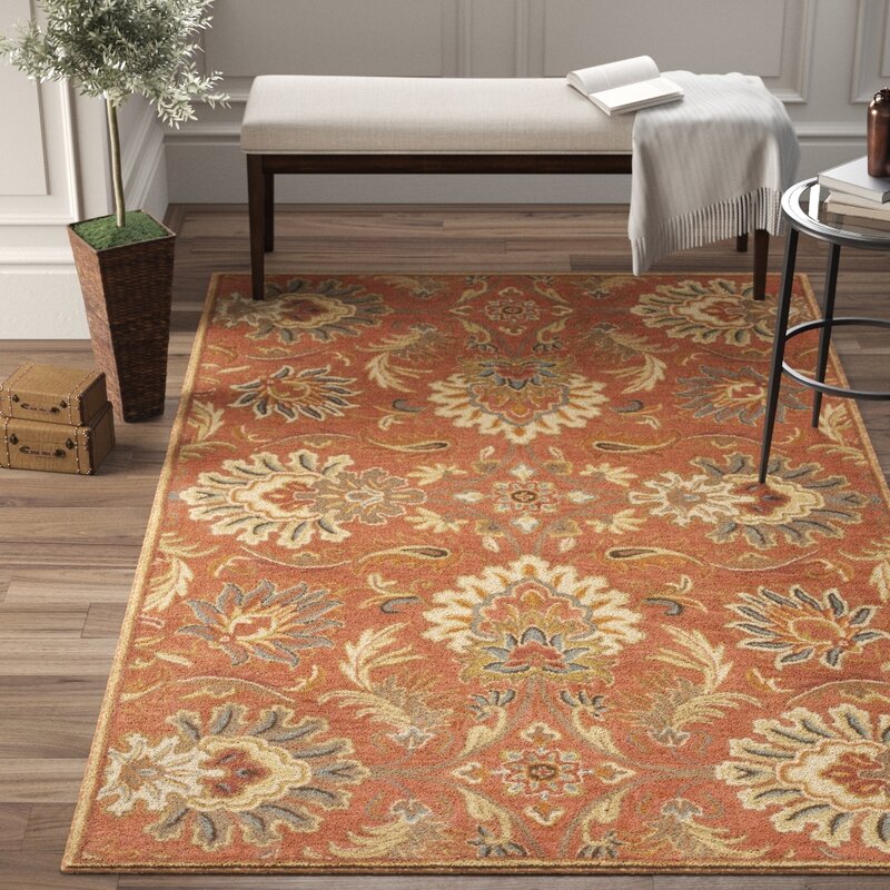 Birch Lane™ Heritage Aaron HandTufted Wool Burnt Orange Area Rug